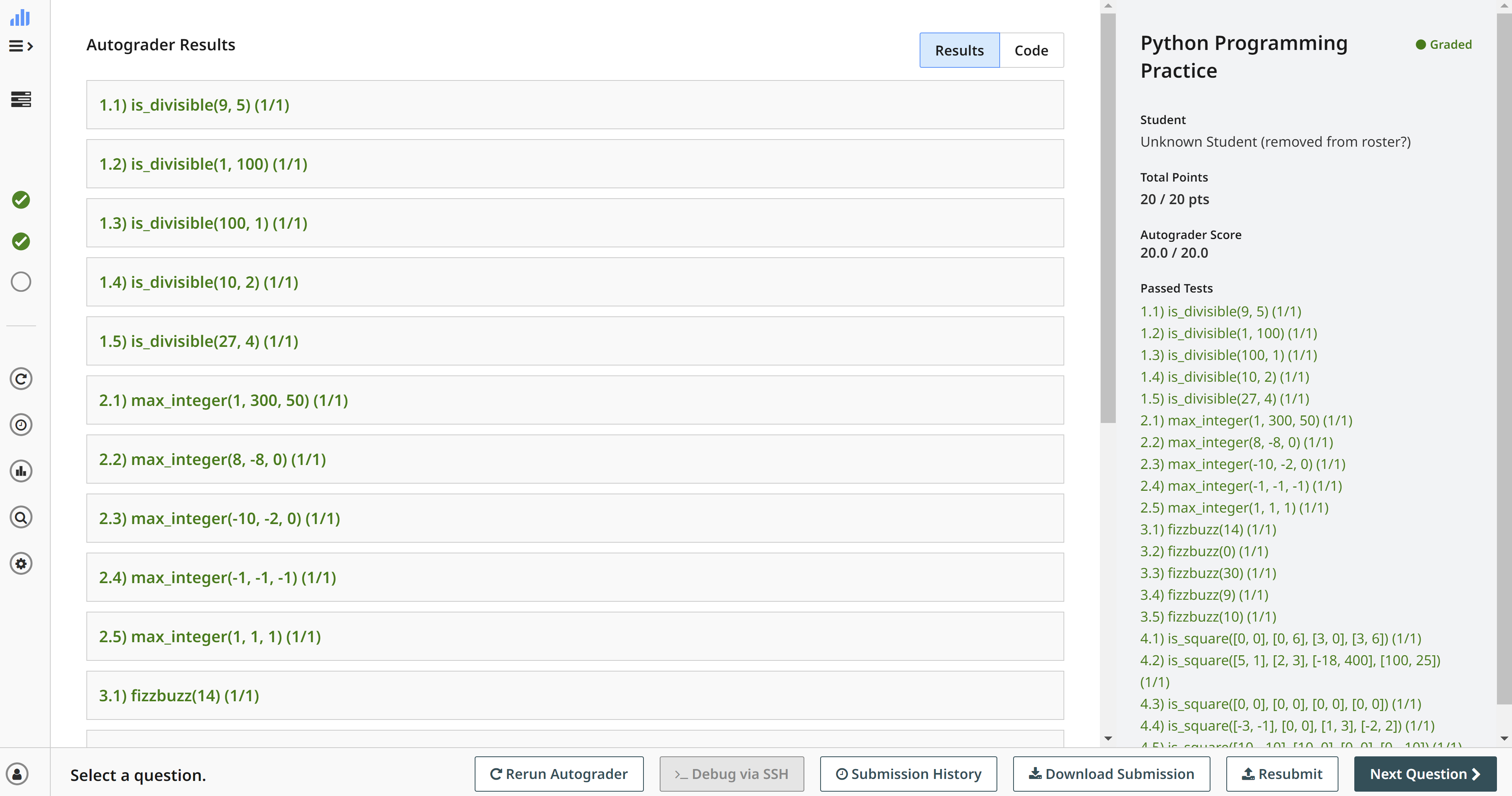 View Gradescope autograder results