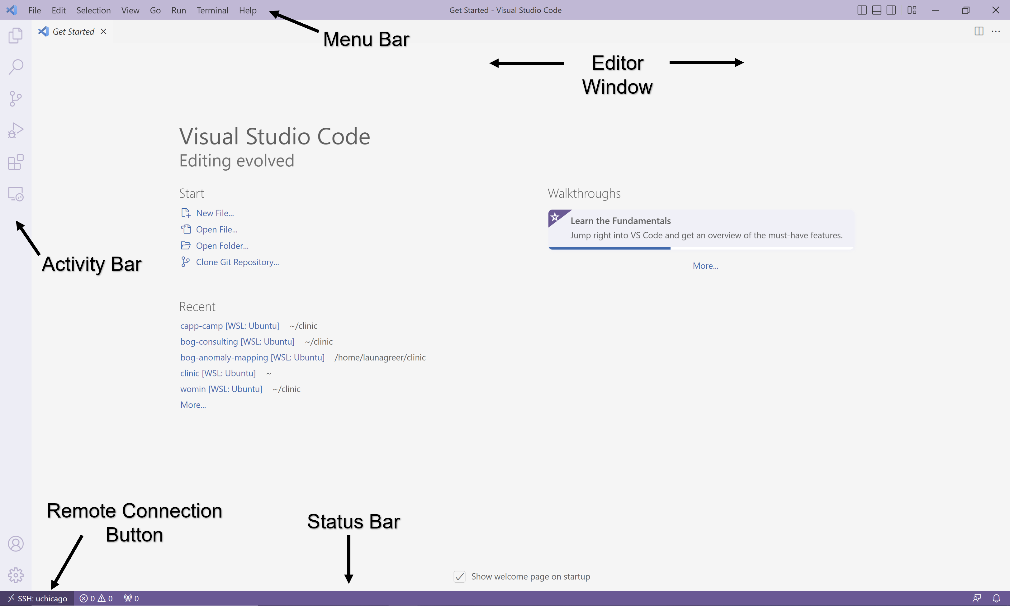 VS Code default layout screenshot 